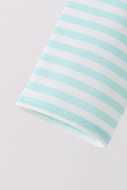 Mint Nutcracker Embroidery Stripe Top