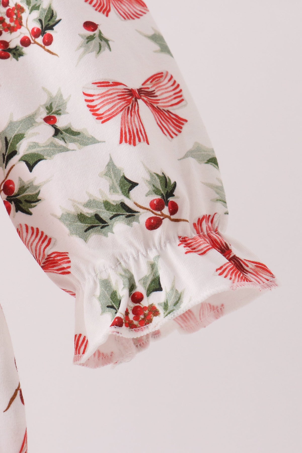 Red Holly Bow Smocked Lace Bubble