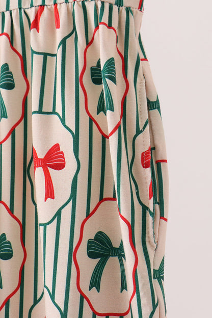 Green Christmas Bow Jumpsuit