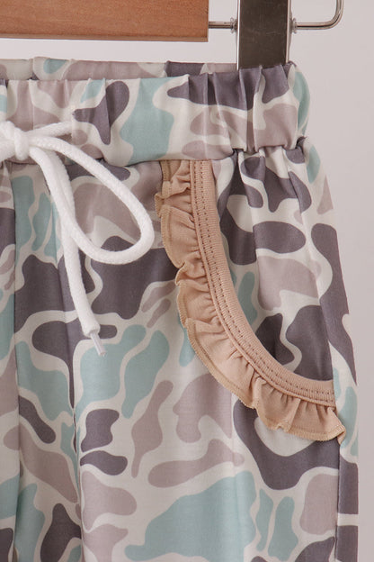 Hunting Deer Embroidery Ruffle Jogger Set