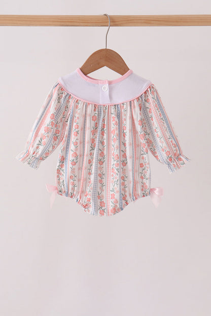 Pink Floral Puppy Embroidery Bow Bubble