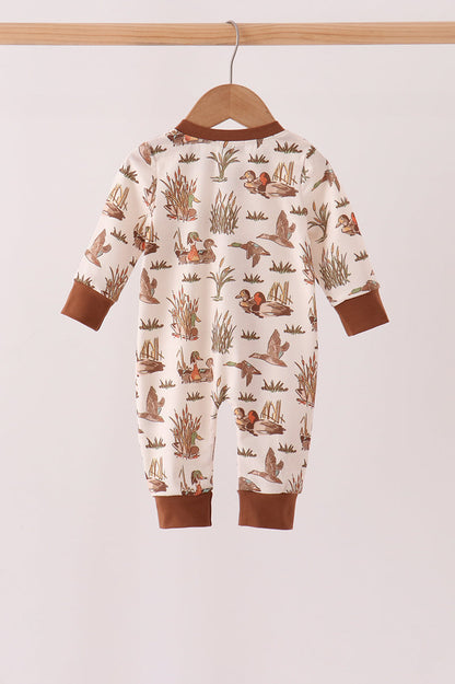 Brown Duck Embroidery Romper