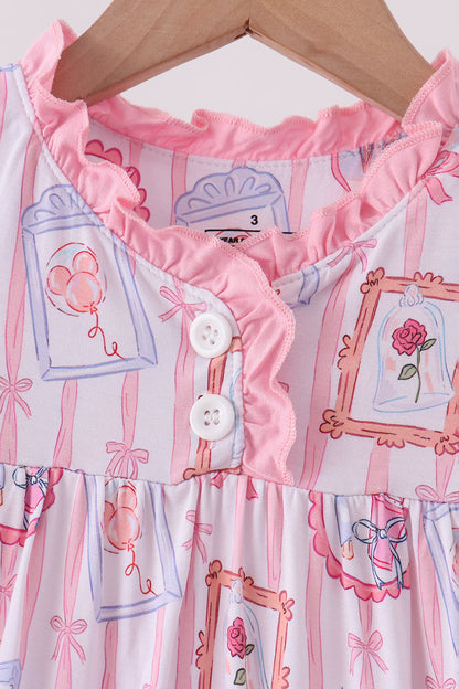 Pink Character Ruffle Bamboo Dress
