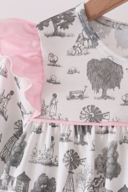 Pink Farm Ruffle Pants Set