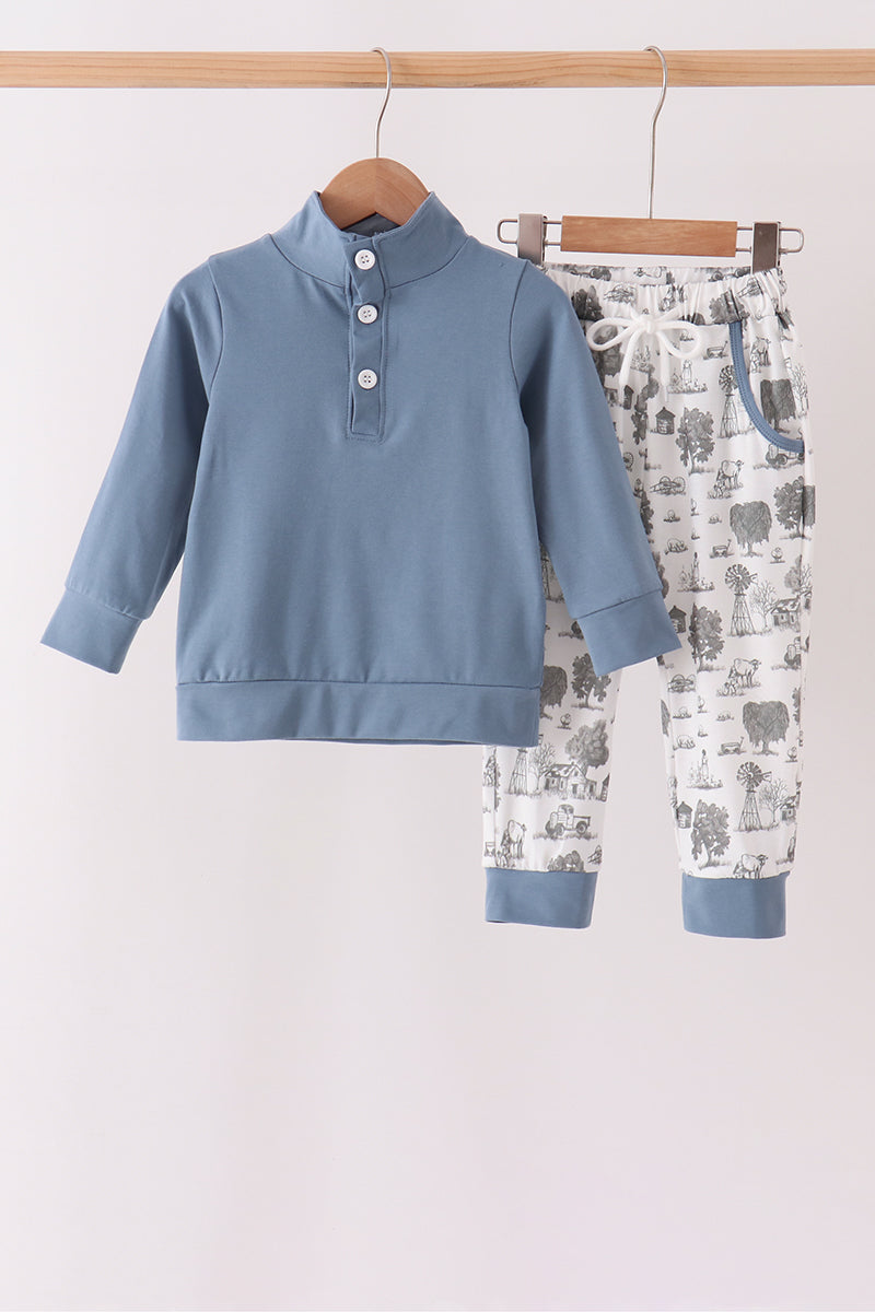 Blue Farm Pants Set