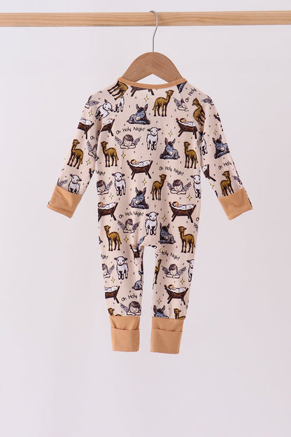 Oh Holy Night Ruffle Zip Bamboo Romper
