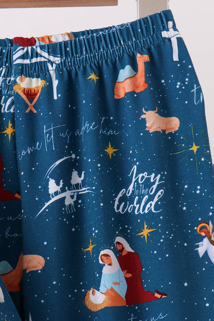 Navy Nativity Bamboo Pajama Set