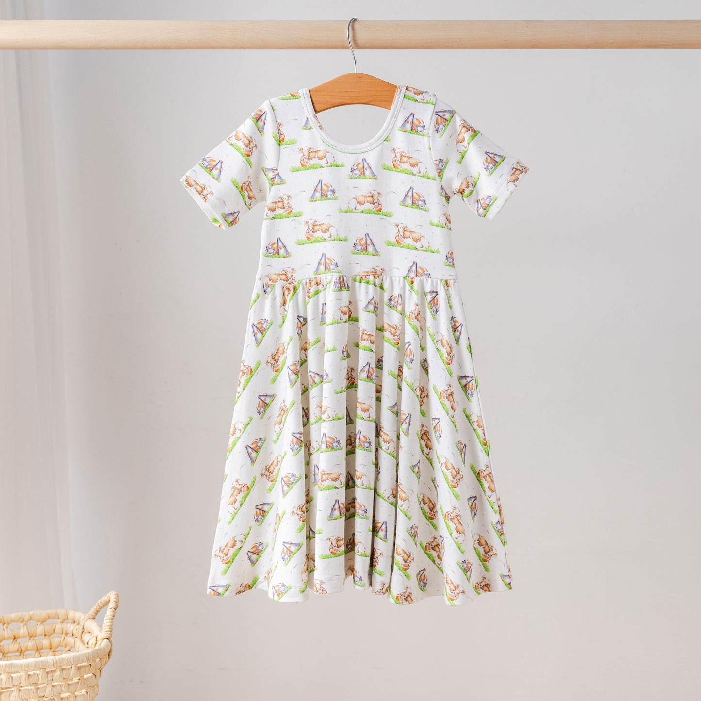 Cattle Mascot Mania Organic Cotton Dress for Kids