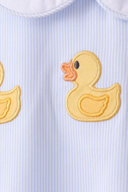 Blue duck embroidery stripe shorts set