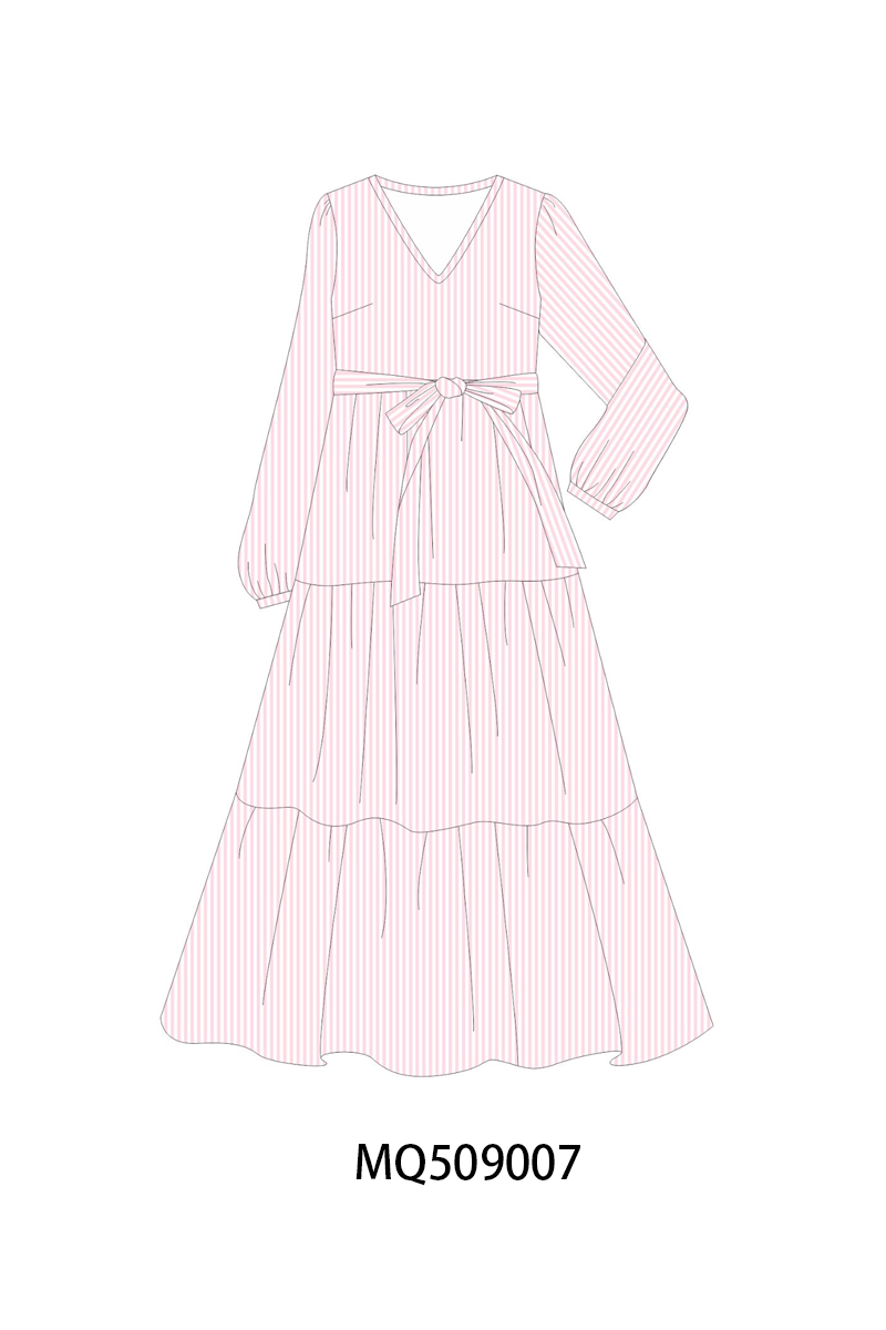 Pink stripe tiered maxi dress