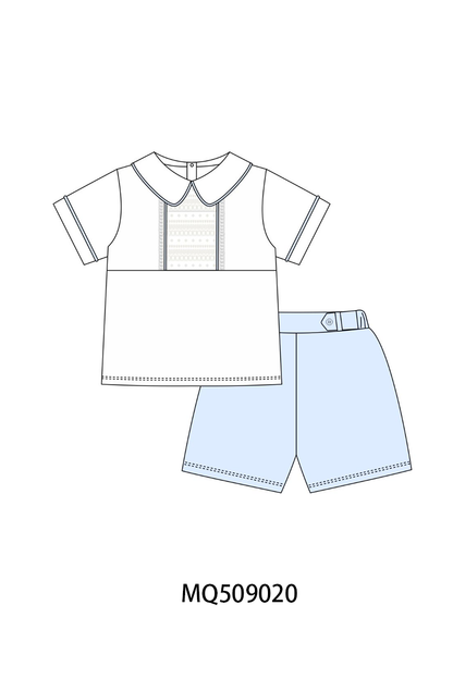 Peter pan collar shorts set