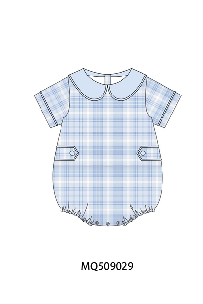 Blue plaid peter pan collar bubble