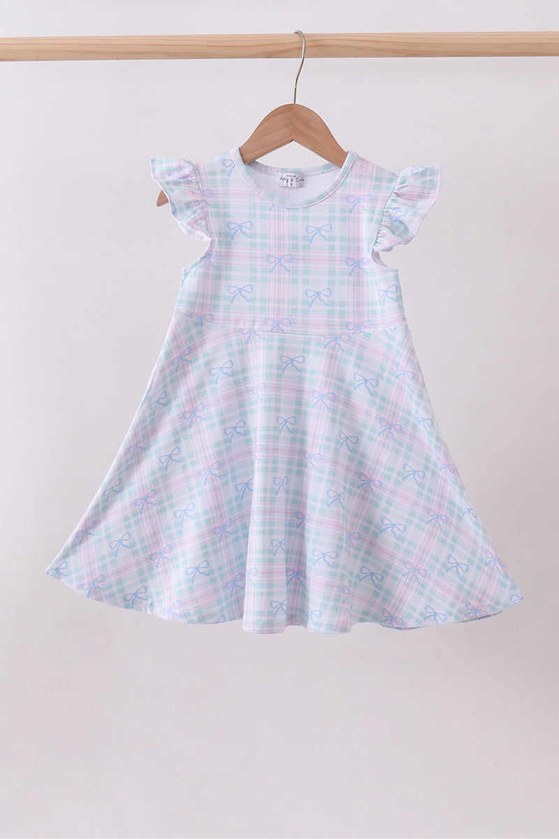Plaid bow ruffle dress