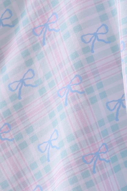 Plaid bow ruffle dress