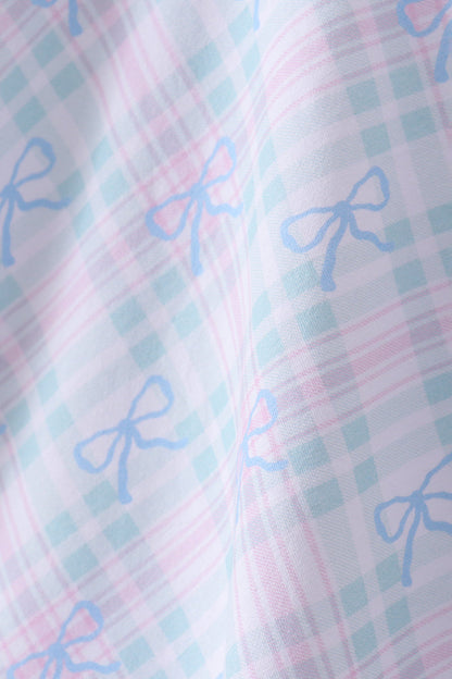 Plaid bow ruffle dress