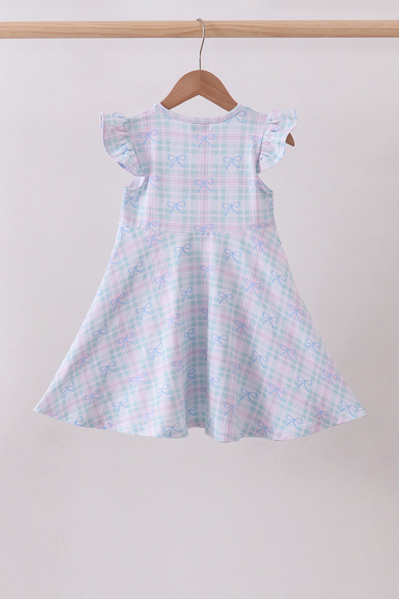 Plaid bow ruffle dress