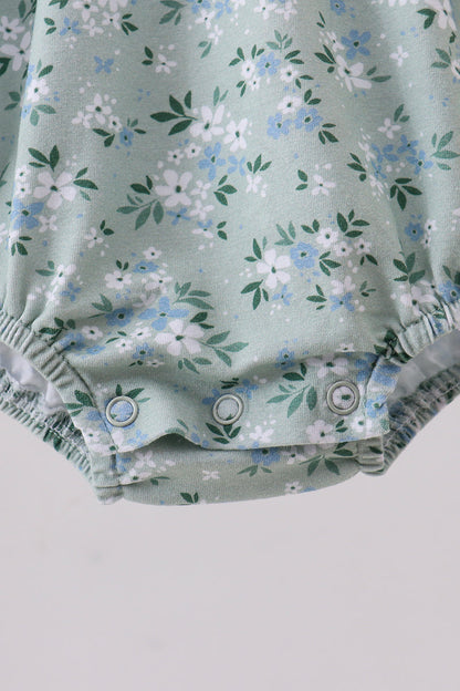 Sage cross embroidery floral ruffle bubble