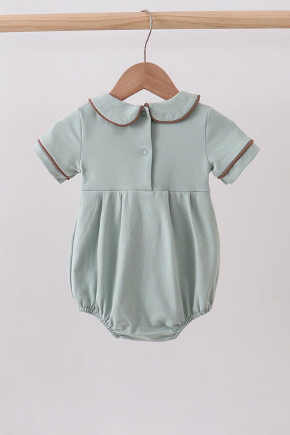 Sage cross embroidery peter pan collar bubble