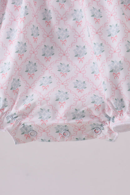 Pink cross embroidery floral bow bubble