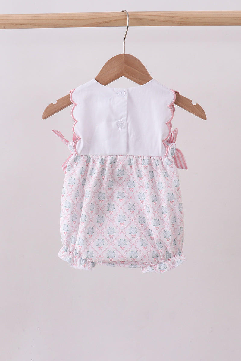 Pink cross embroidery floral bow bubble