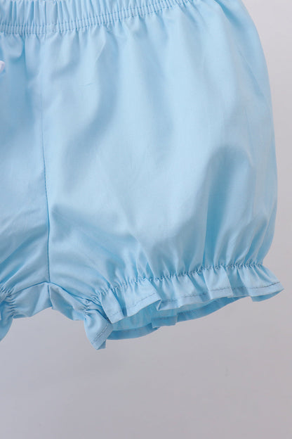 Blue cross embroidery lace bloomer set