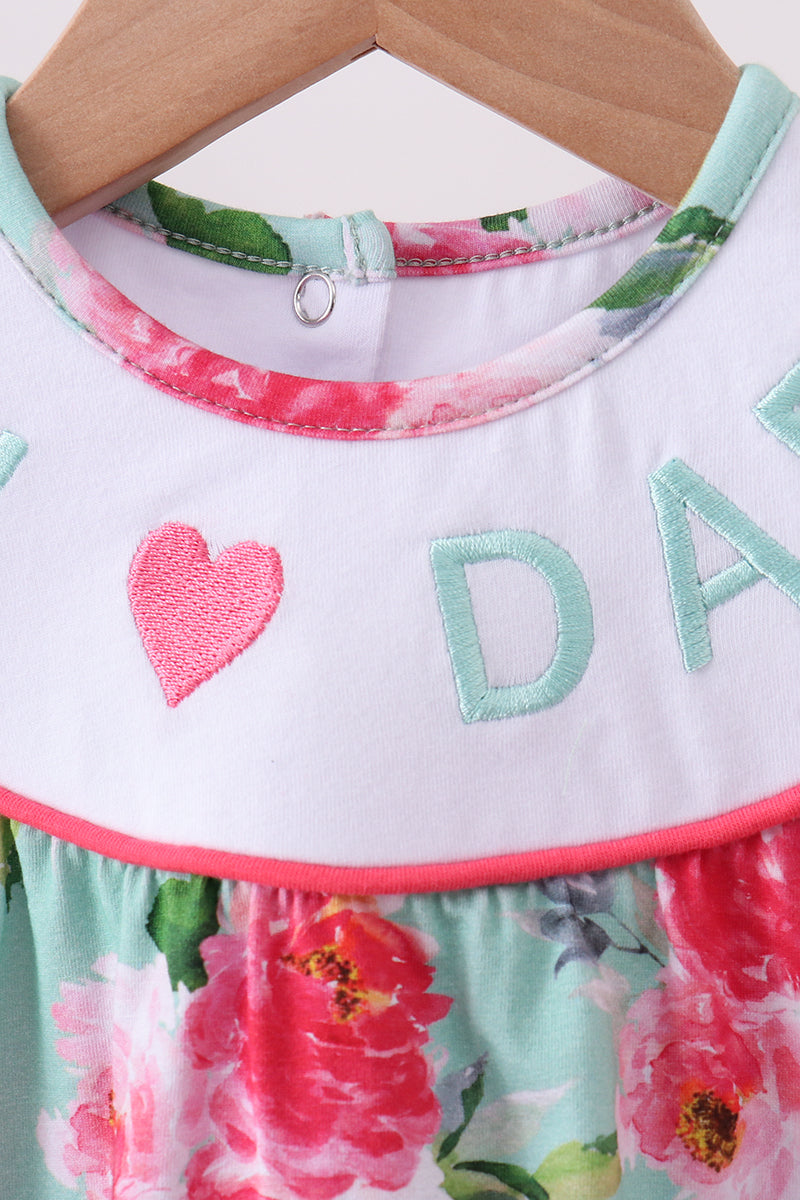 Floral I love dad embroidery ruffle bubble