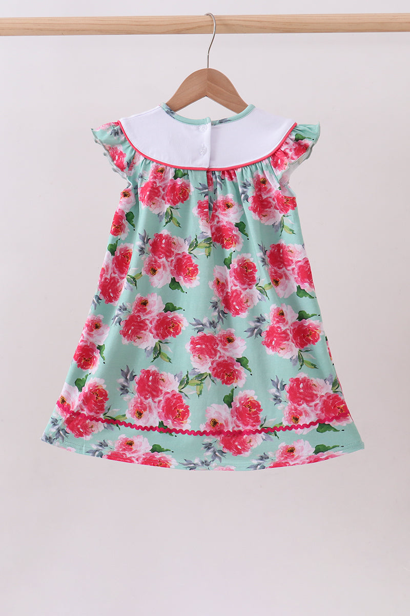 Pink floral I love Dad embroidery dress
