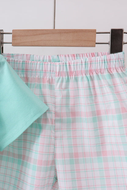 Mint I love Dad plaid shorts set