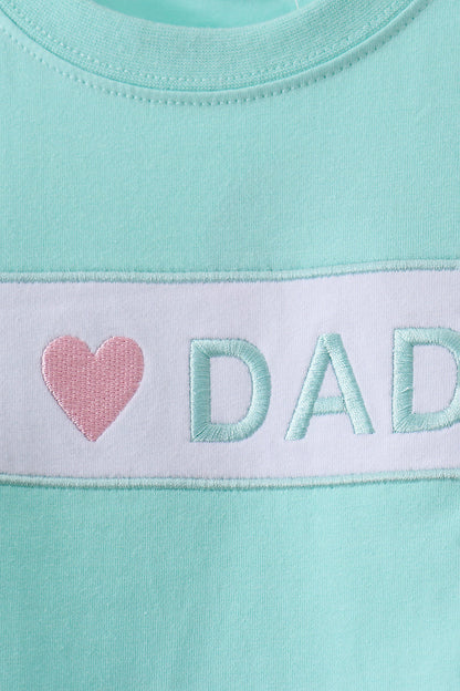 Mint I love Dad plaid shorts set