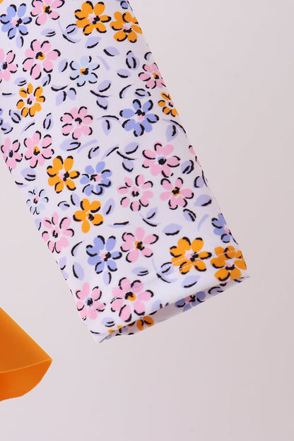Mustard floral print ruffle rashguard