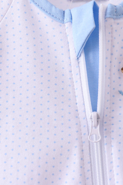 Blue dot horse embroidery romper