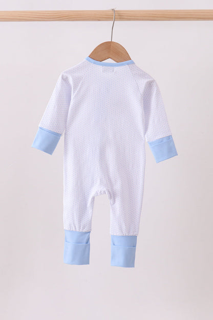 Blue dot horse embroidery romper
