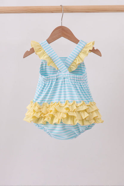 Blue Apple Embroidery Gingham Bubble
