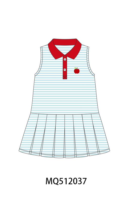 Bow Collar Apple Embroidery Dress