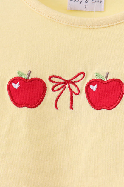 Yellow Apple Embroidery Skorts Set