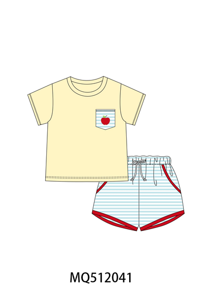 Yellow Apple Embroidery Pocket Set