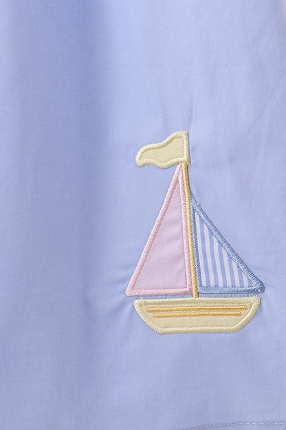 Blue Sailboat Embroidered Dress