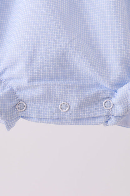 Blue turkey embroidery checkered ruffle bubble