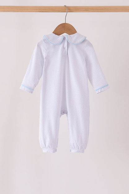 Blue dot turkey embroidery romper