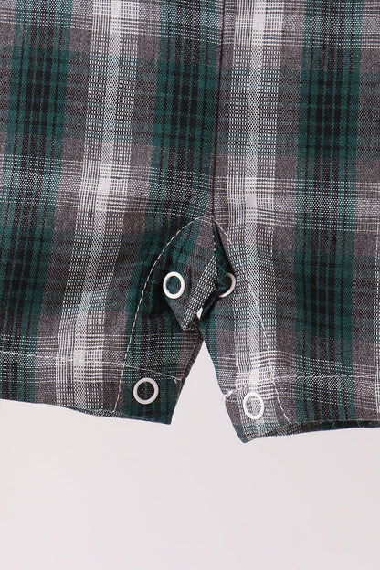 Green plaid button down shirt