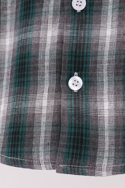 Green plaid button down shirt