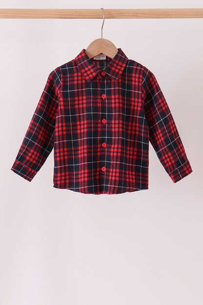 Red plaid button down shirt