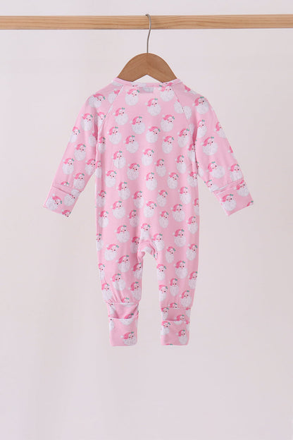 Pink christmas santa claus bamboo romper