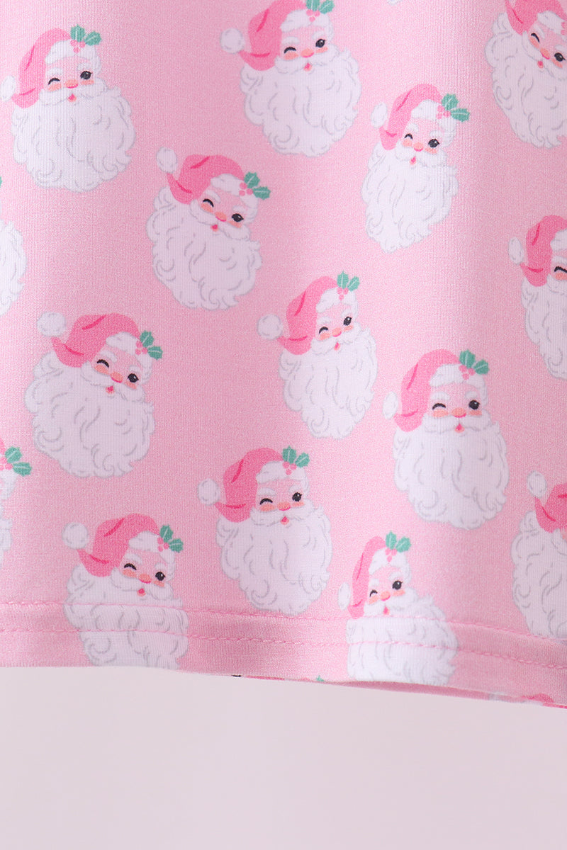 Pink santa claus bamboo pajama set