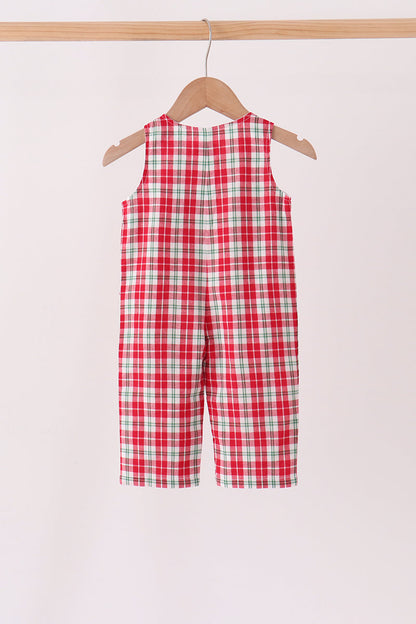 Red christmas tree truck embroidery plaid jonjon