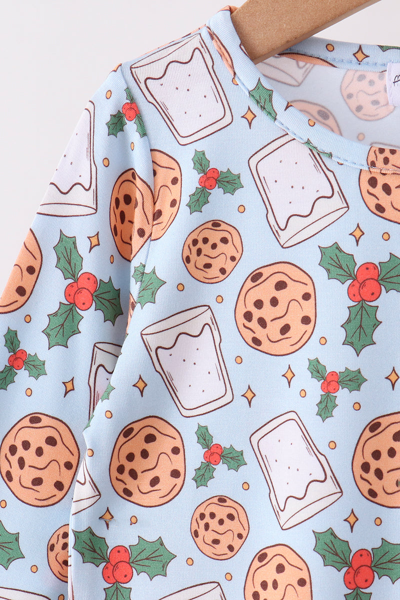 Blue milk cookie holly bamboo pajama set