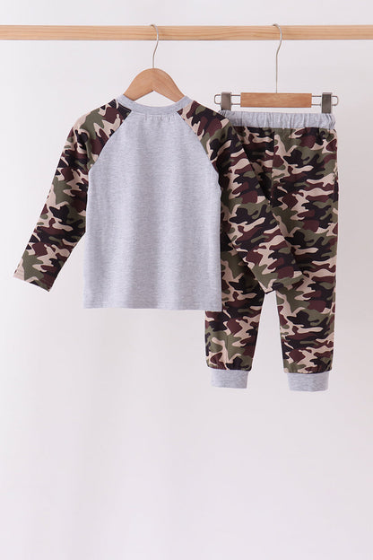 Camouflage deer embroidery pants set