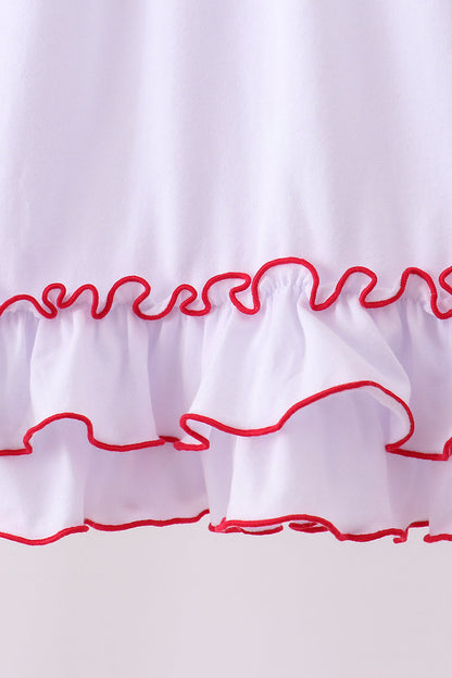 White bow ruffle dress