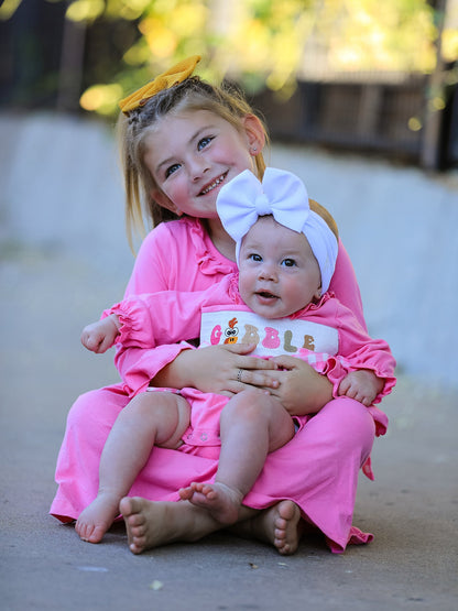 Fall Thanksgiving& Halloween "GOBBLE" Smock Embroidery Baby Girl Romper