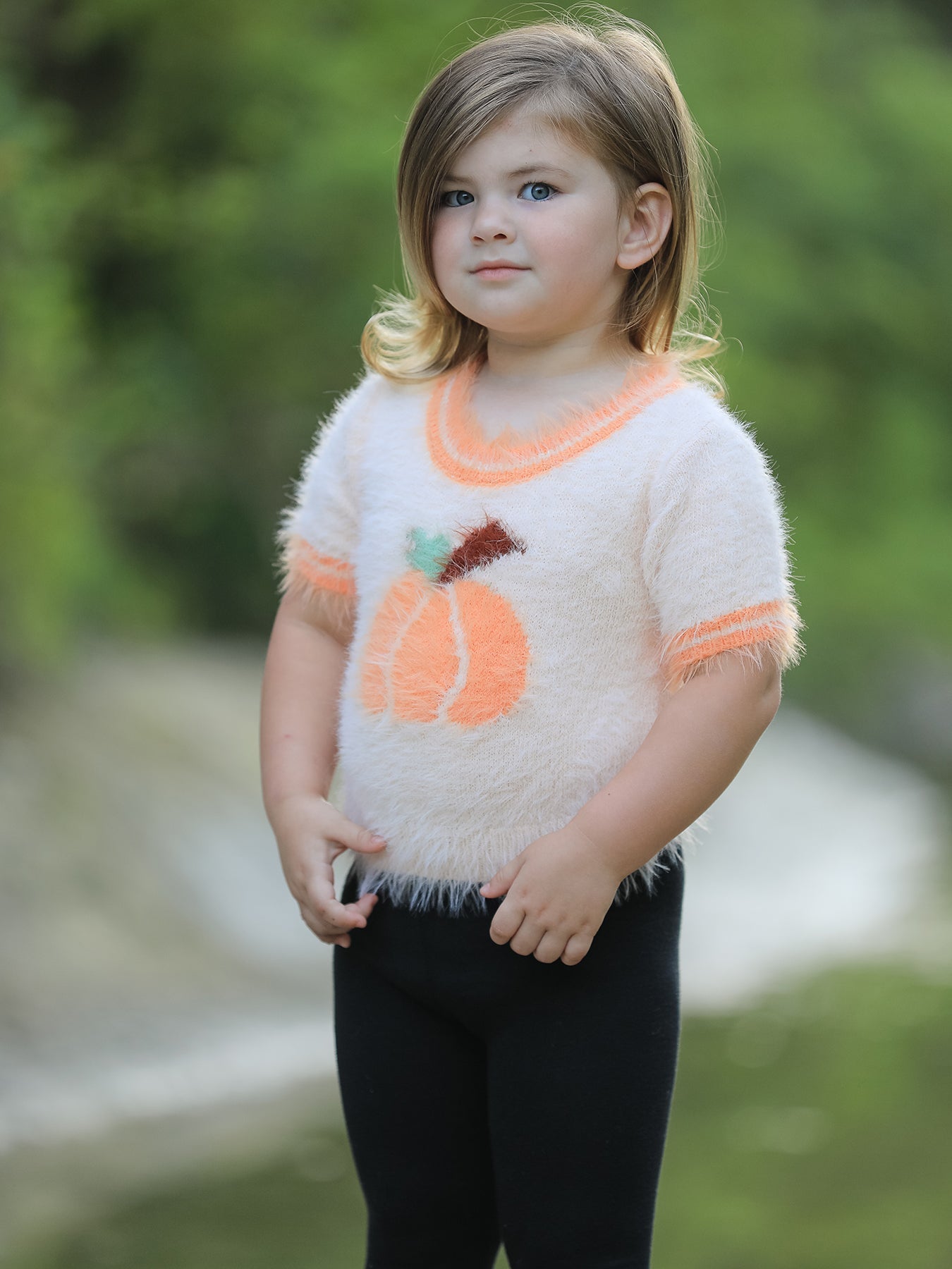 Fall Pumpkin Orange Girls Pullover Sweater